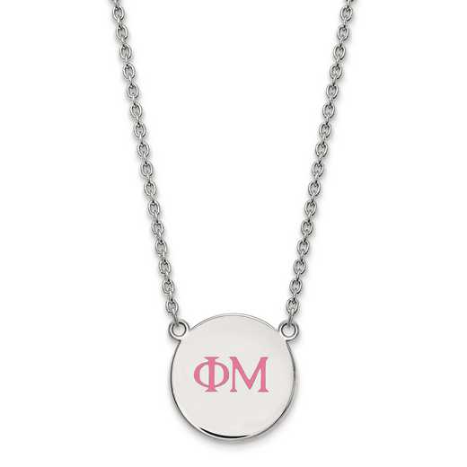 SS028PHM-18: SS LogoArt Phi Mu Small Enl Pend w/Necklace