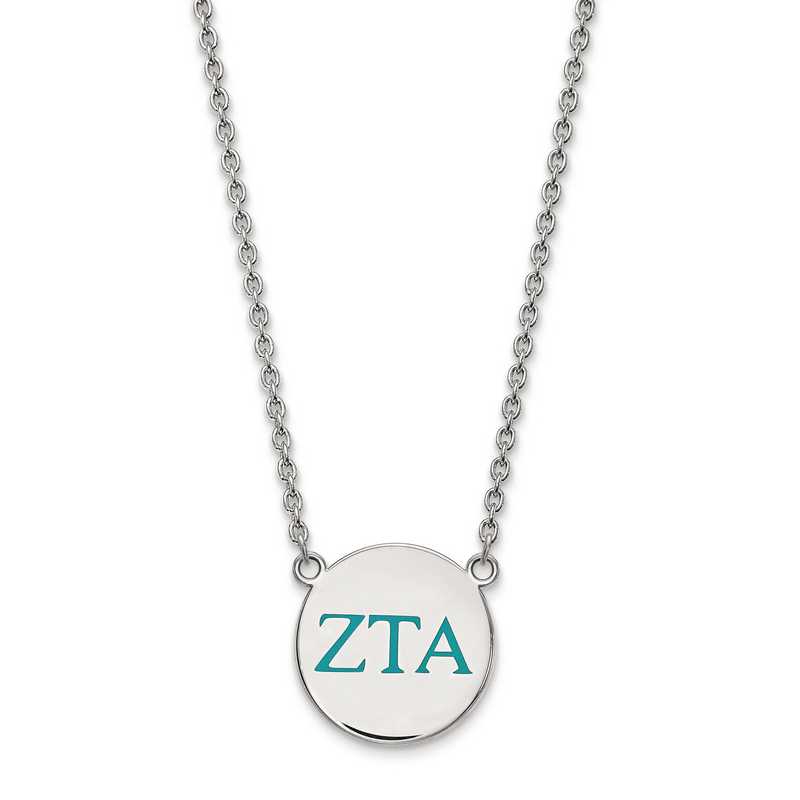 SS028ZTA-18: SS LogoArt Zeta Tau Alpha Large Enl Pend w/Necklace