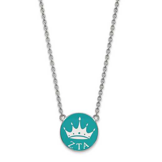 SS043ZTA-18: SS LogoArt Zeta Tau Alpha Large Enl Pend w/Necklace