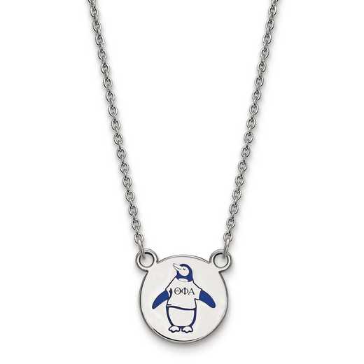 SS044TPA-18: SS LogoArt Theta Phi Alpha Sm Enl Pend w/Necklace