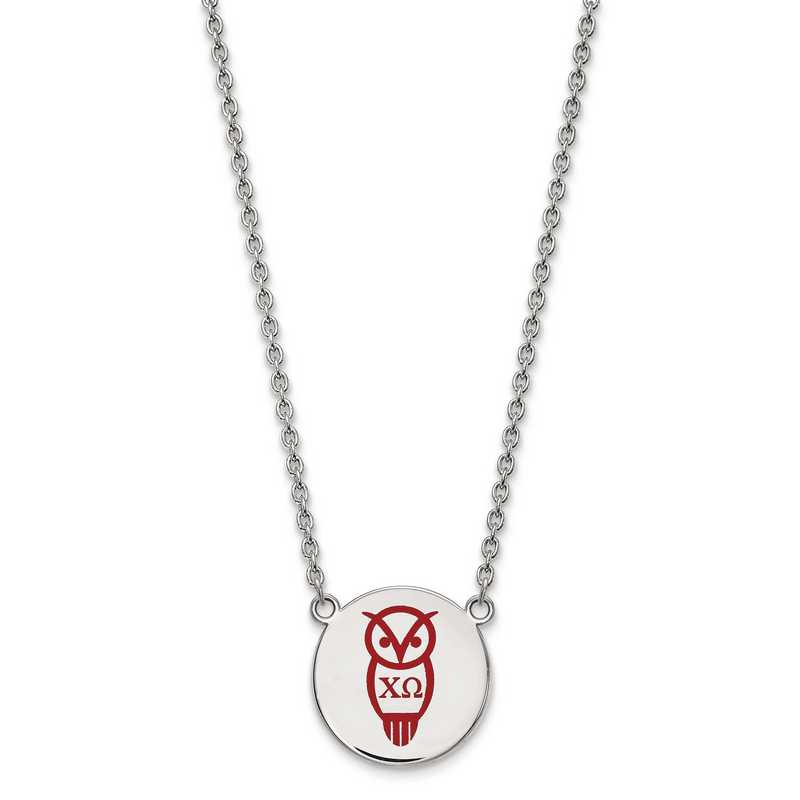 SS045CHO-18: SS LogoArt Chi Omega Large Enl Pend w/Necklace