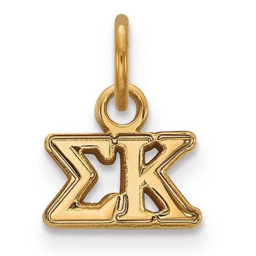 GP001SKP: Sterling Silver w/GP LogoArt Sigma Kappa XS Pendant