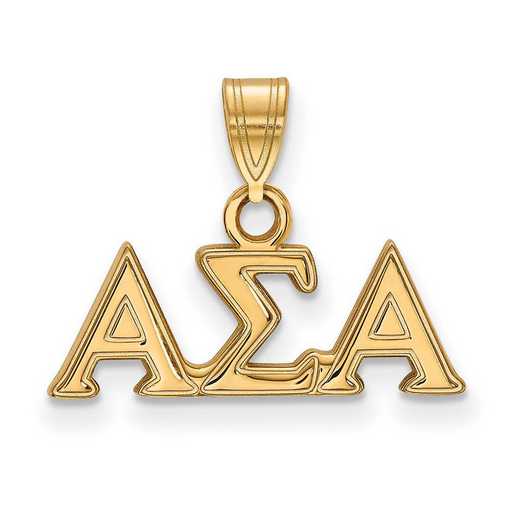 GP002ASI: Sterling Silver w/GP LogoArt Alpha Sigma Alpha Small Pendant