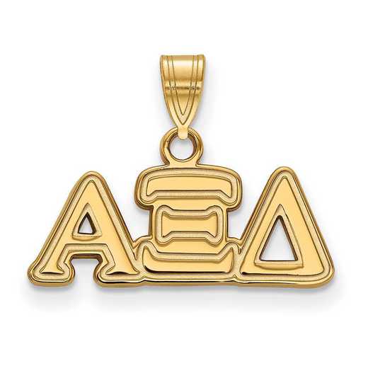 GP002AXD: Sterling Silver w/GP LogoArt Alpha Xi Delta Small Pendant