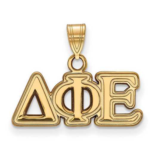 GP002DPH: Sterling Silver w/GP LogoArt Delta Phi Epsilon Small Pendant