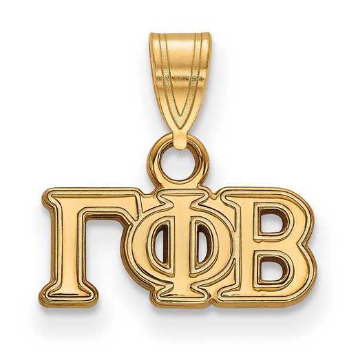 GP002GPB: Sterling Silver w/GP LogoArt Gamma Phi Beta Small Pendant