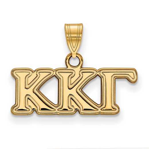 GP002KKG: Sterling Silver w/GP LogoArt Kappa Kappa Gamma Small Pendant