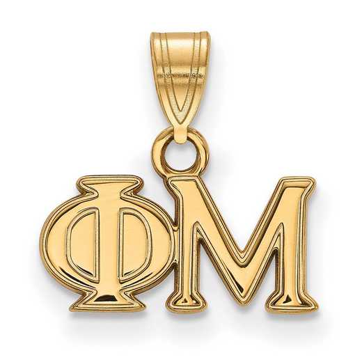 GP002PHM: Sterling Silver w/GP LogoArt Phi Mu Small Pendant