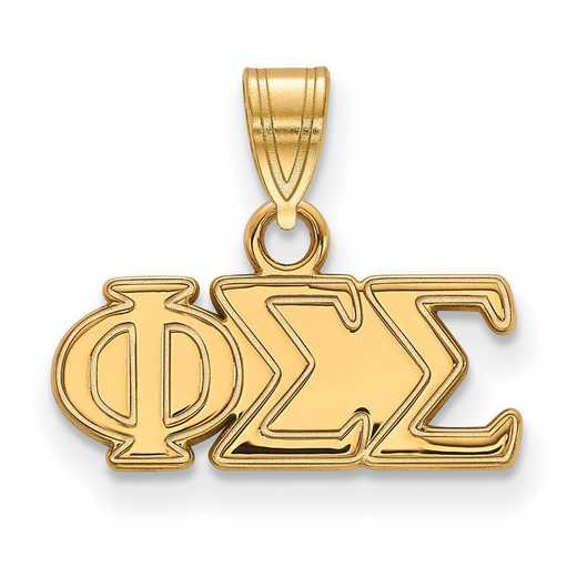 GP002PSS: Sterling Silver w/GP LogoArt Phi Sigma Sigma Small Pendant