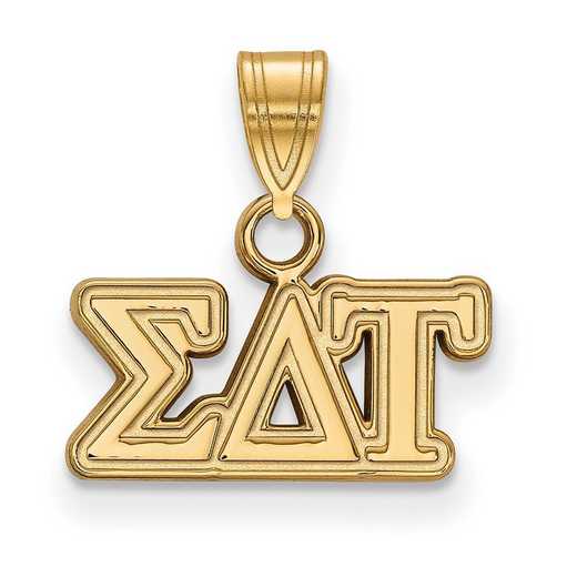 GP002SDT: Sterling Silver w/GP LogoArt Sigma Delta Tau Small Pendant