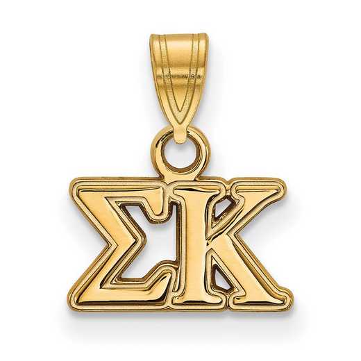 GP002SKP: Sterling Silver w/GP LogoArt Sigma Kappa Small Pendant