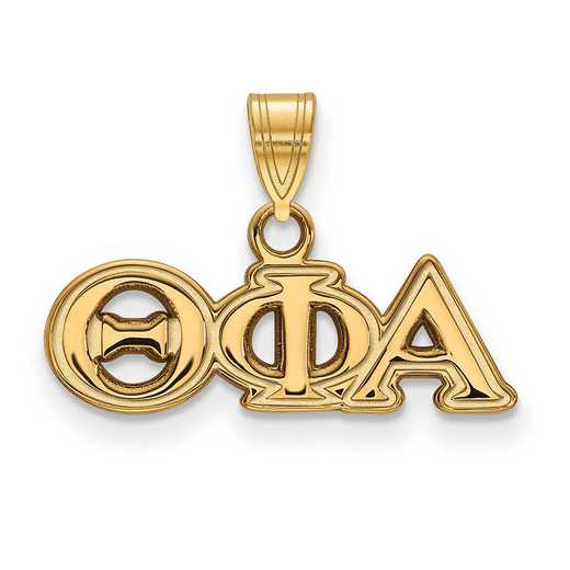 GP002TPA: Sterling Silver w/GP LogoArt Theta Phi Alpha Small Pendant