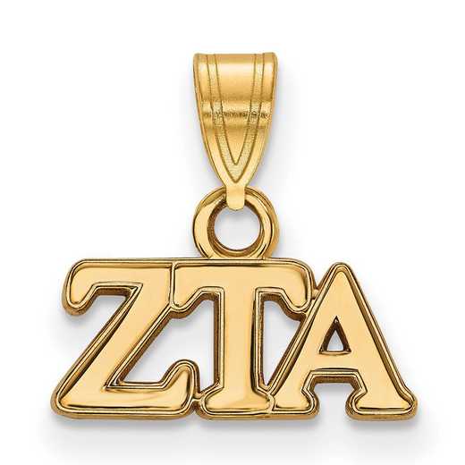 GP002ZTA: Sterling Silver w/GP LogoArt Zeta Tau Alpha Small Pendant