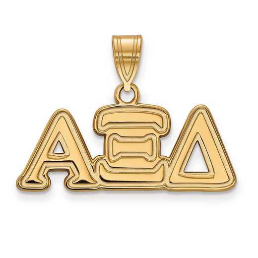 GP003AXD: Sterling Silver w/GP LogoArt Alpha Xi Delta Medium Pendant