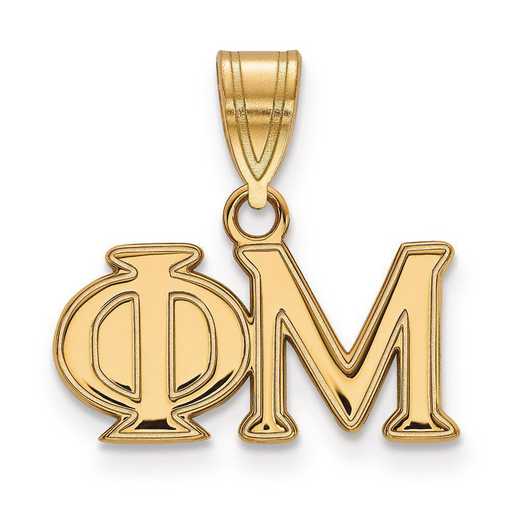 GP003PHM: Sterling Silver w/GP LogoArt Phi Mu Medium Pendant