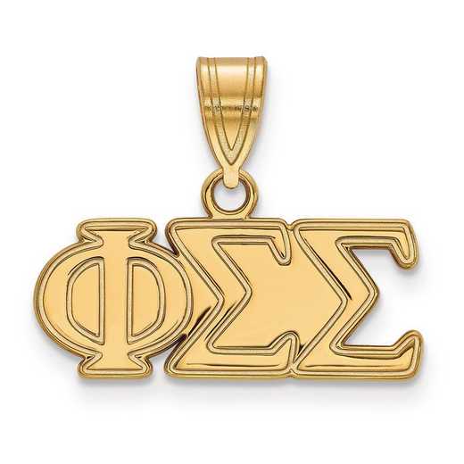 GP003PSS: Sterling Silver w/GP LogoArt Phi Sigma Sigma Medium Pendant