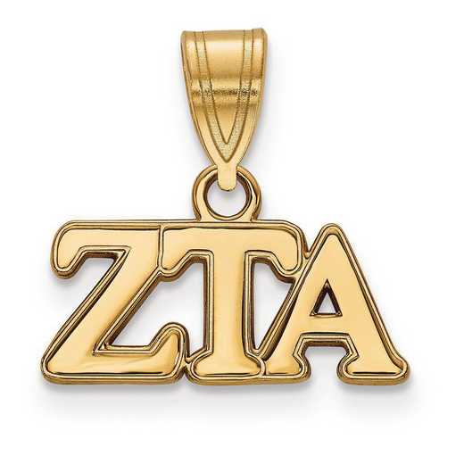 GP003ZTA: Sterling Silver w/GP LogoArt Zeta Tau Alpha Medium Pendant