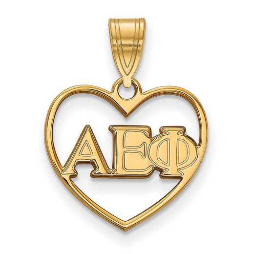 GP008AEP: Sterling Silver w/GP LogoArt Alpha Epsilon Phi Heart Pendant