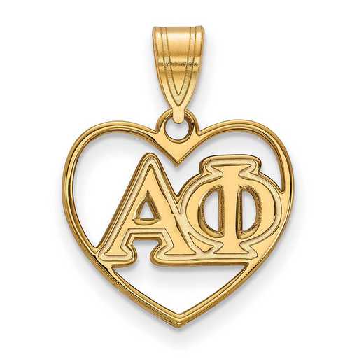 GP008APH: Sterling Silver w/GP LogoArt Alpha Phi Heart Pendant
