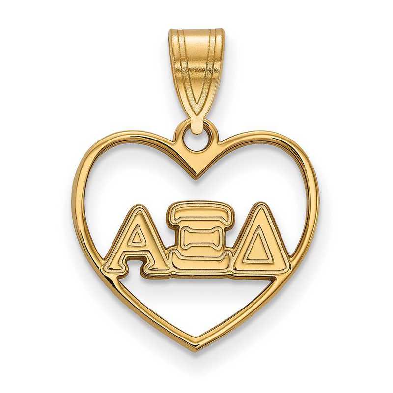 GP008AXD: Sterling Silver w/GP LogoArt Alpha Xi Delta Heart Pendant