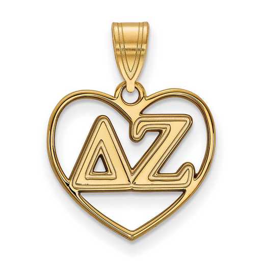 GP008DZ: Sterling Silver w/GP LogoArt Delta Zeta Heart Pendant