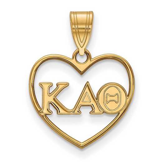 GP008KAT: Sterling Silver w/GP LogoArt Kappa Alpha Theta Heart Pendant