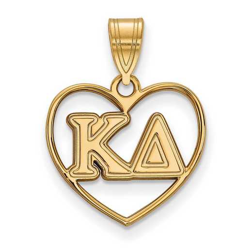 GP008KD: Sterling Silver w/GP LogoArt Kappa Delta Heart Pendant