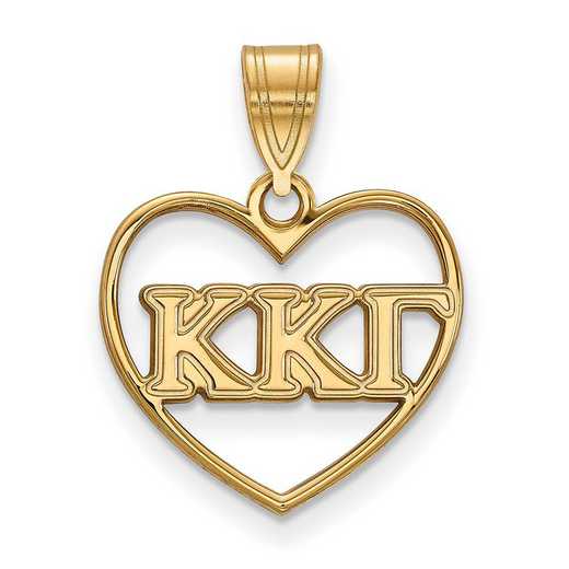 GP008KKG: Sterling Silver w/GP LogoArt Kappa Kappa Gamma Heart Pendant