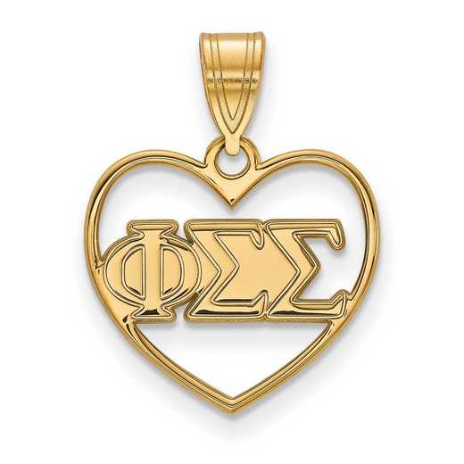 GP008PSS: Sterling Silver w/GP LogoArt Phi Sigma Sigma Heart Pendant