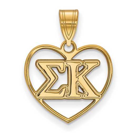 GP008SKP: Sterling Silver w/GP LogoArt Sigma Kappa Heart Pendant
