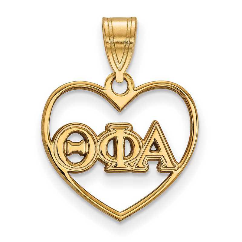 GP008TPA: Sterling Silver w/GP LogoArt Theta Phi Alpha Heart Pendant