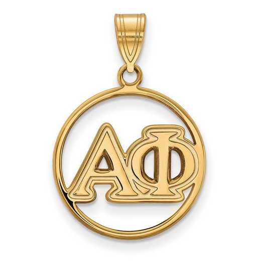 GP011APH: Sterling Silver w/GP LogoArt Alpha Phi Medium Circle Pendant