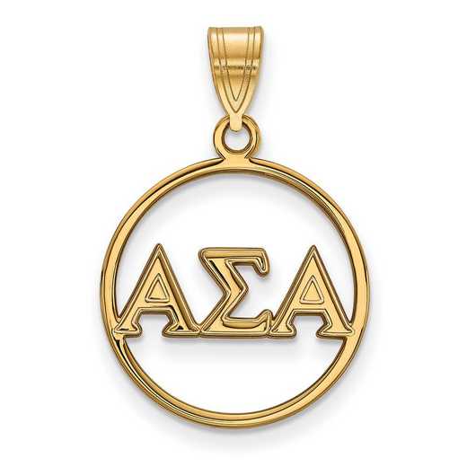 GP011ASI: SS w/GP LogoArt Alpha Sigma Alpha Small Circle Pendant