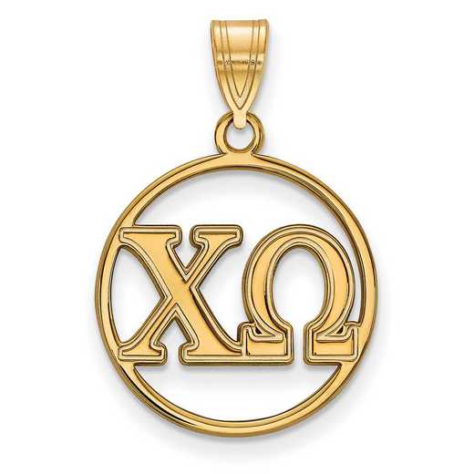 GP011CHO: Sterling Silver w/GP LogoArt Chi Omega Small Circle Pendant