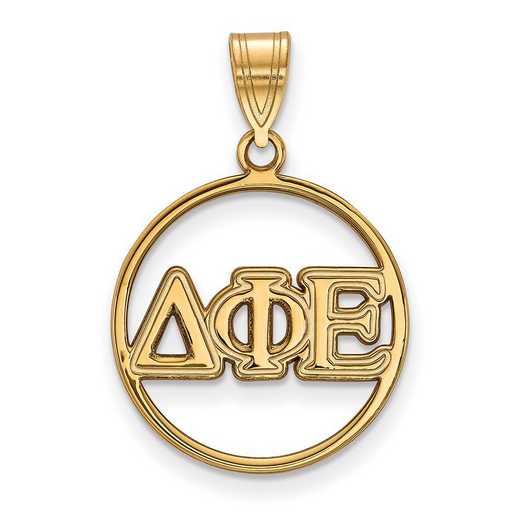 GP011DPH: SS w/GP LogoArt Delta Phi Epsilon Medium Circle Pendant