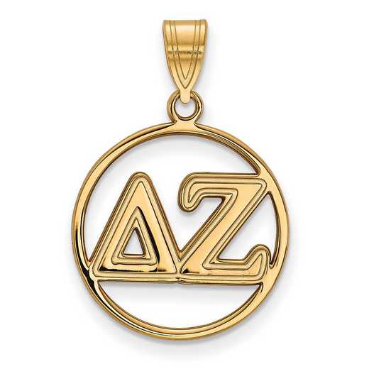 GP011DZ: Sterling S. w/GP LogoArt Delta Zeta Medium Circle Pendant