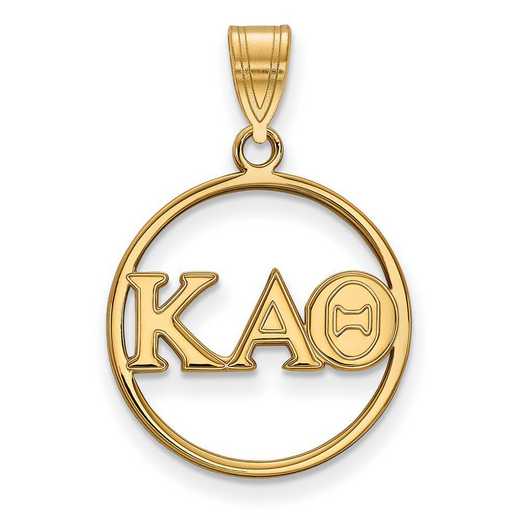 GP011KAT: SS w/GP LogoArt Kappa Alpha Theta Medium Circle Pendant