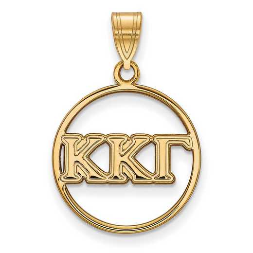 GP011KKG: SS w/GP LogoArt Kappa Kappa Gamma Medium Circle Pendant