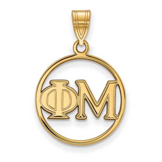 GP011PHM: Sterling Silver w/GP LogoArt Phi Mu Medium Circle Pendant