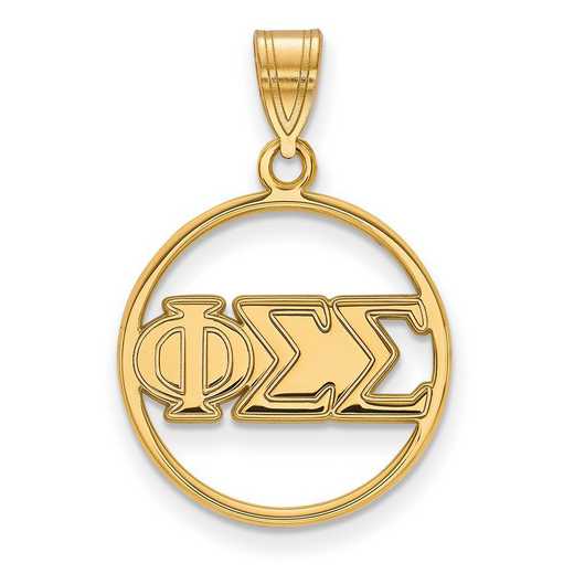 GP011PSS: SS w/GP LogoArt Phi Sigma Sigma Medium Circle Pendant