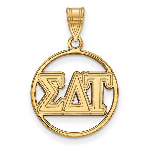 GP011SDT: SS w/GP LogoArt Sigma Delta Tau Medium Circle Pendant