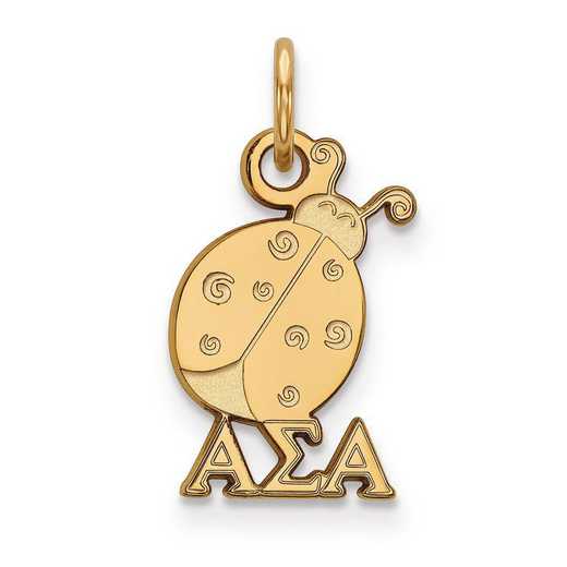 GP034ASI: Sterling Silver w/GP LogoArt Alpha Sigma Alpha XS Pendant