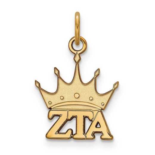 GP034ZTA: Sterling Silver w/GP LogoArt Zeta Tau Alpha XS Pendant