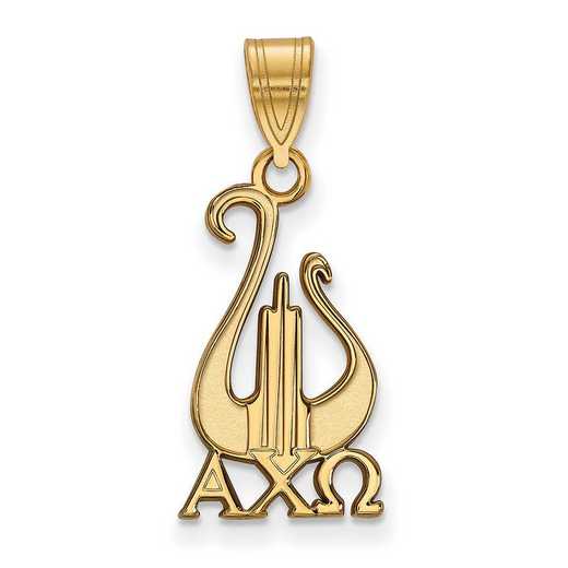 GP035ACO: Sterling Silver w/GP LogoArt Alpha Chi Omega Medium Pendant