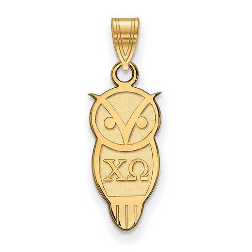 GP035CHO: Sterling Silver w/GP LogoArt Chi Omega Small Pendant