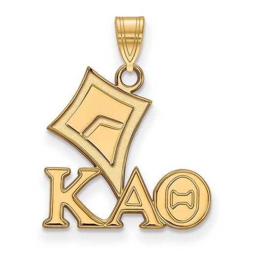 GP035KAT: Sterling Silver w/GP LogoArt Kappa Alpha Theta Small Pendant