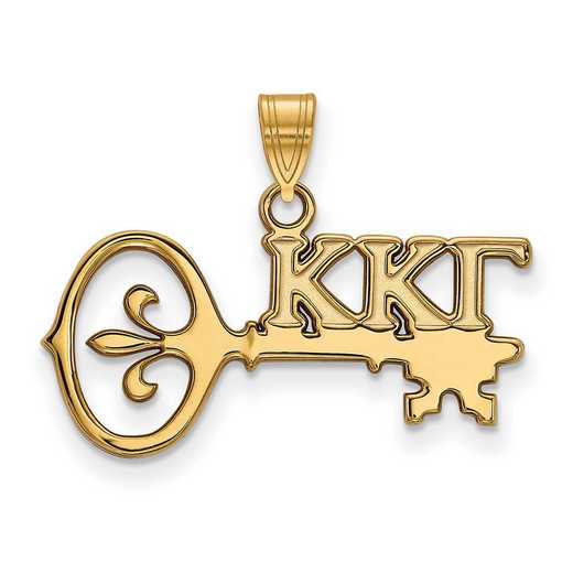 GP035KKG: Sterling Silver w/GP LogoArt Kappa Kappa Gamma Small Pendant