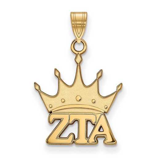 GP035ZTA: Sterling Silver w/GP LogoArt Zeta Tau Alpha Small Pendant