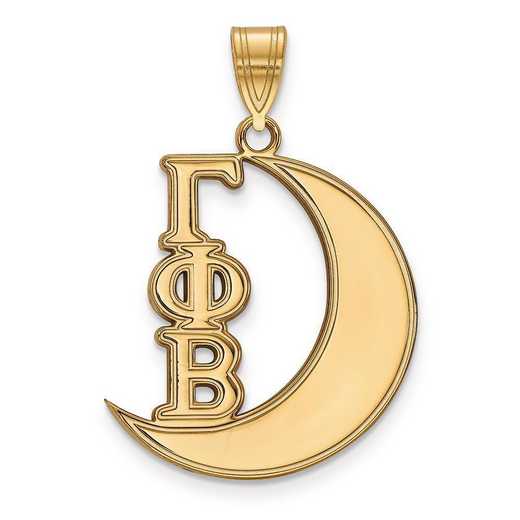 GP036GPB: Sterling Silver w/GP LogoArt Gamma Phi Beta Medium Pendant