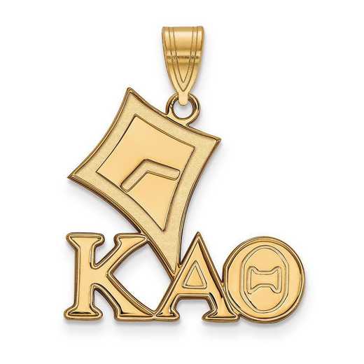 GP036KAT: SterlingSilver w/GP LogoArt Kappa Alpha Theta Medium Pendant